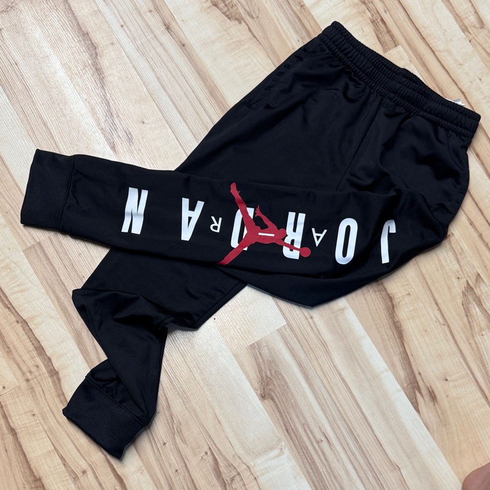 Jordan Black Kids Joggers with Red Jumpman and White Lettering